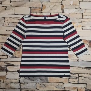 L | Tommy Hilfiger | 3/4 Sleeve Striped Top